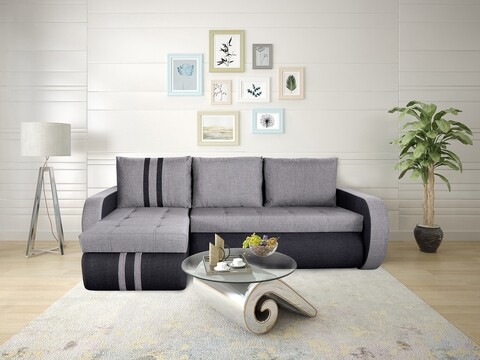 Обръщащ се разтегателен ъгъл Siena Duo Anthracite/Grey 243x141x81 см с  място  за съхранение