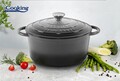 Мраморен гювеч с капак, Cooking by Heinner, 26x12 см, 4,8 л, емайлиран чугун, сив