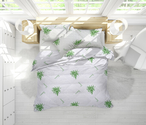 Комплект Aloe Vera Essence, 2 микрофибърни възглавници 50х70 см и капитонирана завивка 350гр/м2, 180х200 см