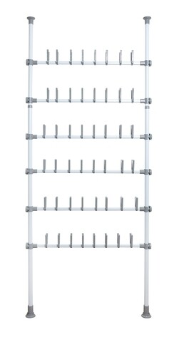 Разтегателна поставка за обувки, Wenko, Herkules Pull-out Shelf, 48 чифта, неръждаема стомана/пластмаса/полипропилен, сиво/бяло