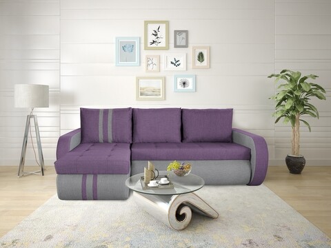 Обръщащ се разтегателен ъгъл Siena Duo Purple/Grey 243x141x81 см с  място  за съхранение