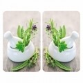 Комплект от 2 универсални протектора за печка Herb Garden, Wenko, стъкло/термопласт, 30 х 52 см, многоцветни