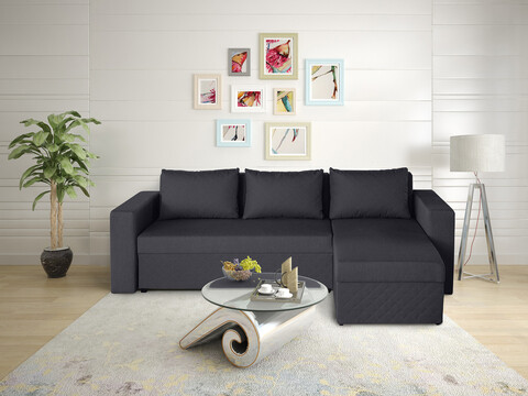 Обръщащ се разтегателен ъгъл Napoli Grey, с  място  за съхранение, 247x148x78 см