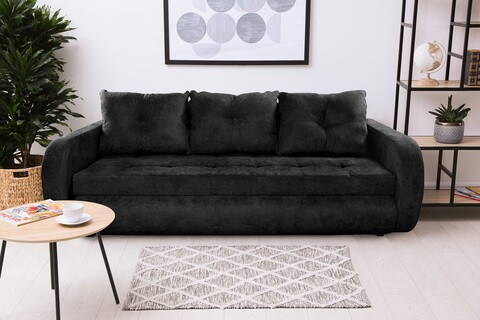 Разтегателен диван Siena, 230x97x78 см, с място за съхранение, черен