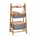 Органайзер за баня с 2 отделения, Bahari, Wenko, 91 x 44 см, дърво/полиестер/памук, сив/естествен