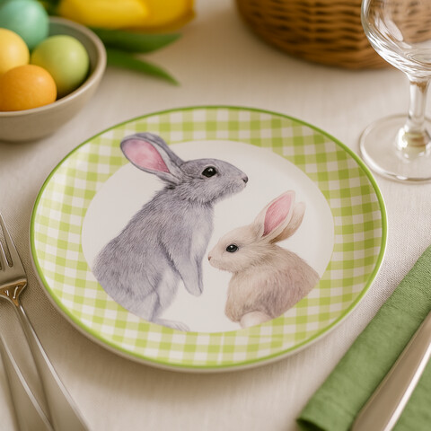Чиния за сервиране Bunny, Ø24 см, доломит, зелена