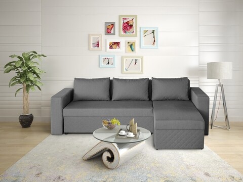 Обръщащ се разтегателен ъгъл Napoli Grey, с  място  за съхранение, 247x148x78 см