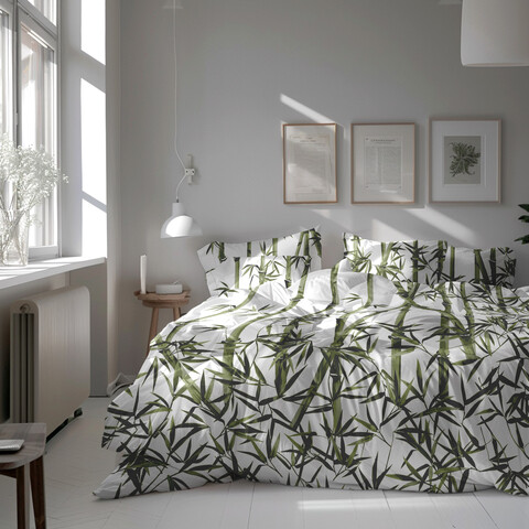 Двойно спално бельо King Size, Bamboo, Bedora, 4 части, 240x240 см, сатениран памук 200 TC, многоцветни