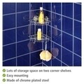 Ъглова етажерка за баня, Wenko, Bari Vacuum-Loc®, 22,5 x 29,5 x 16 см, неръждаема стомана